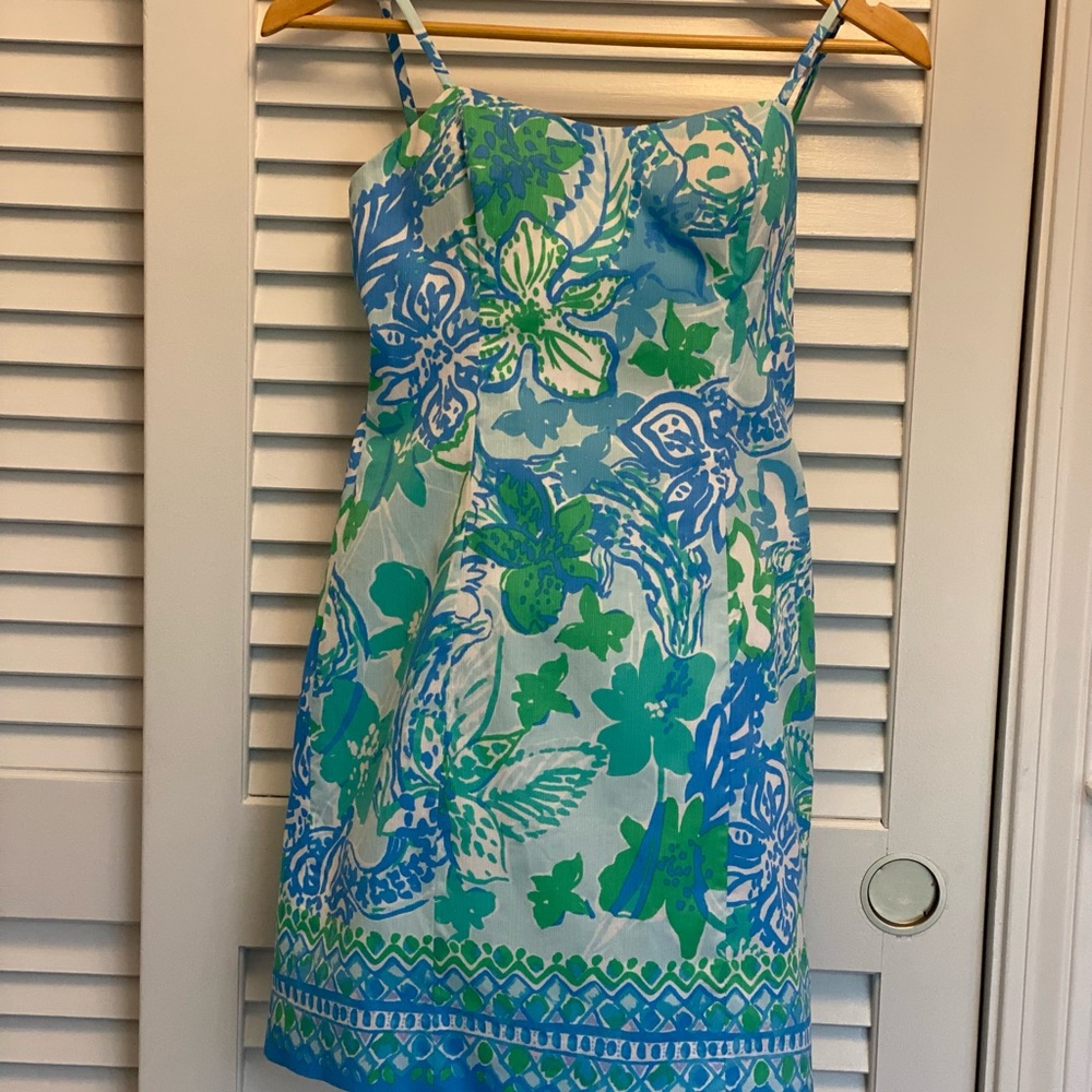 Sleeveless Lilly Pulitzer short dress blue green